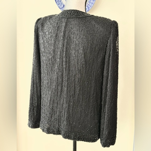 Laurence Kazar | Vintage Black Beaded Silk Jacket - Picture 2 of 8